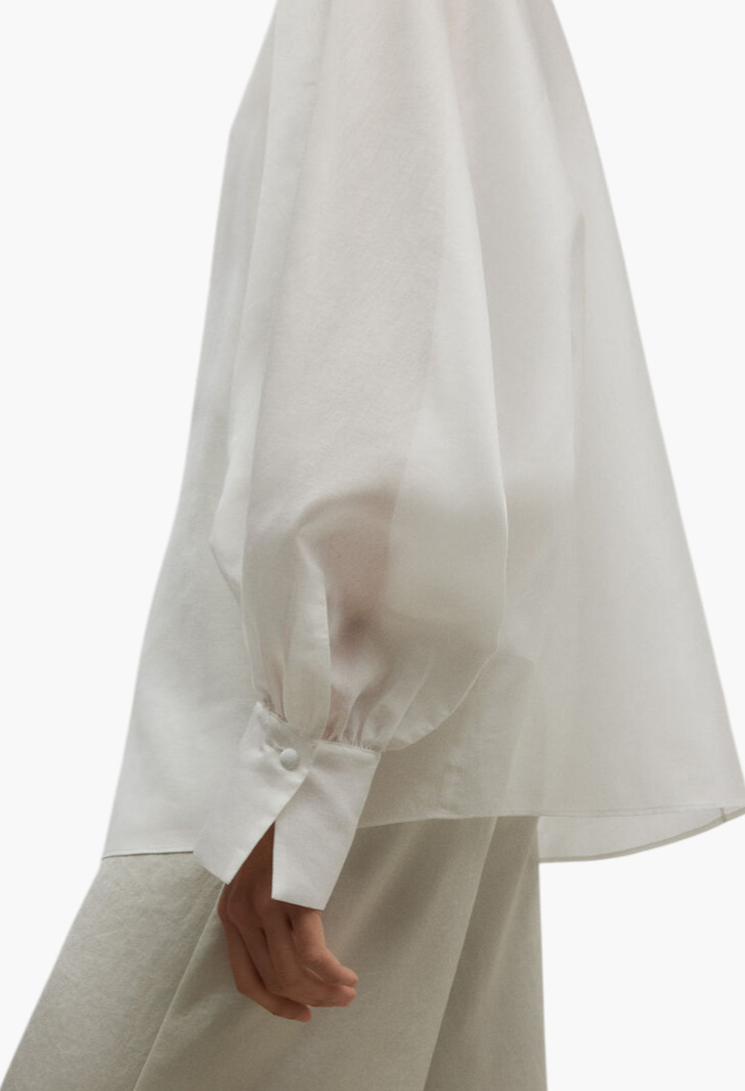 White - Oversized Semi-Sheer Shirt Woman - GLAM MODA