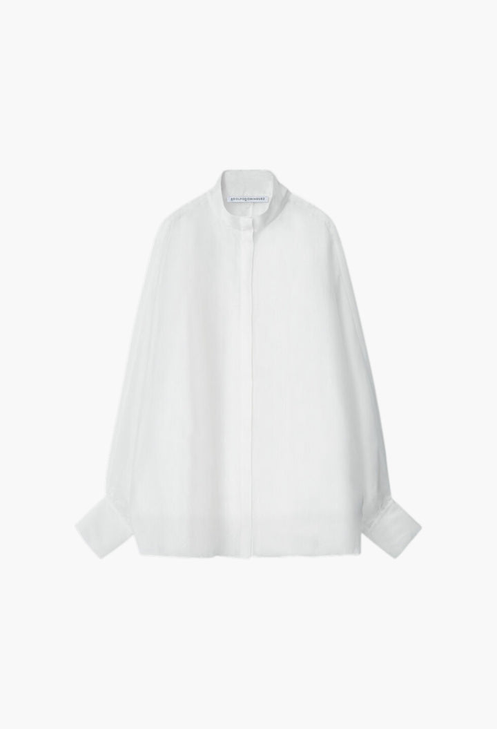 White - Oversized Semi-Sheer Shirt Woman - GLAM MODA