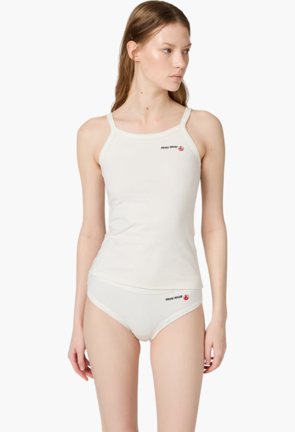 White - Petit Bateau X Miu Miu stretch jersey top