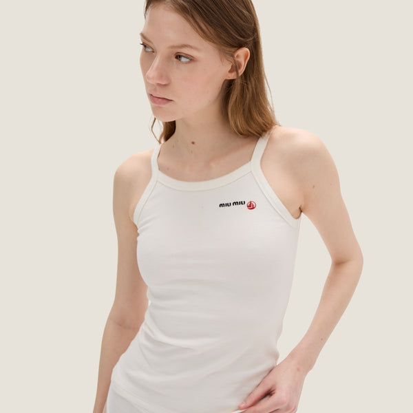 White - Petit Bateau X Miu Miu stretch jersey top