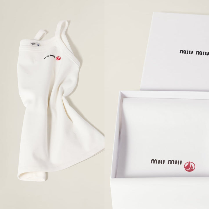 White - Petit Bateau X Miu Miu stretch jersey top - GLAM MODA