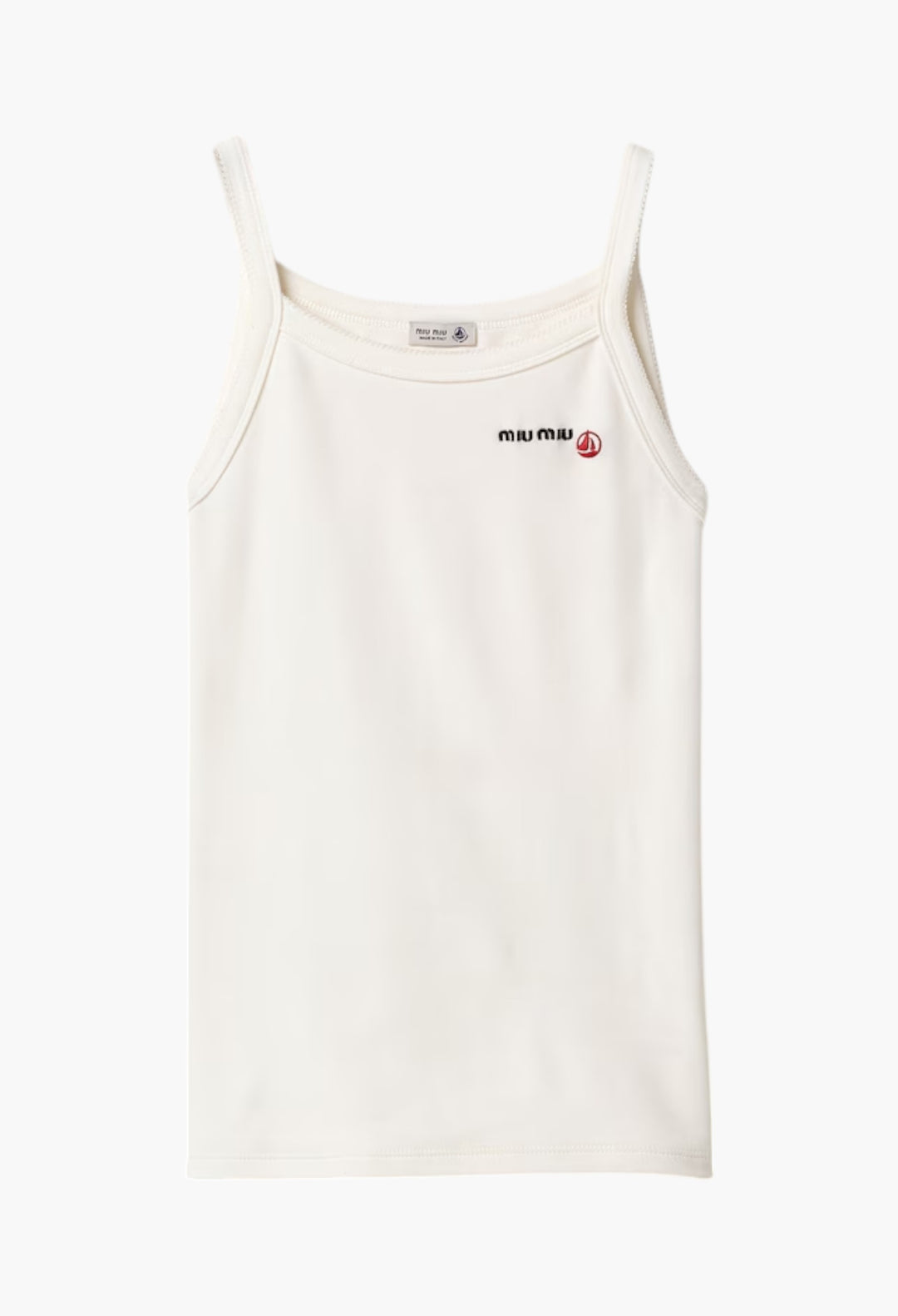 White - Petit Bateau X Miu Miu stretch jersey top - GLAM MODA