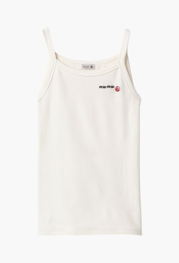 White - Petit Bateau X Miu Miu stretch jersey top