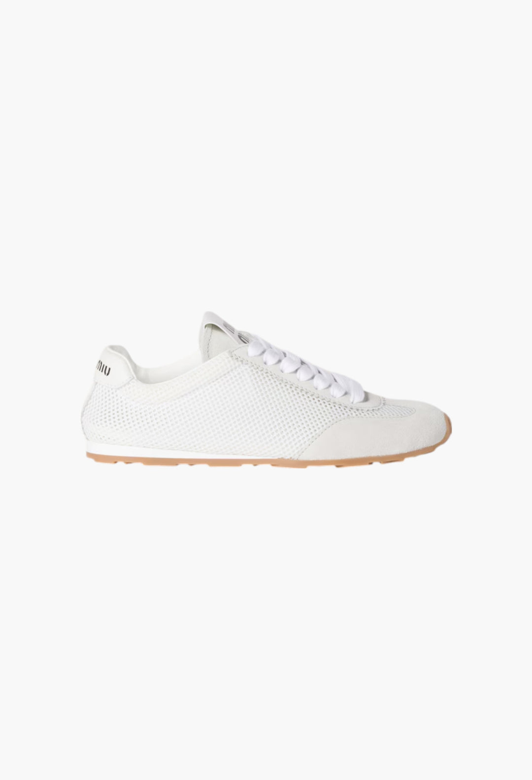 White - Plume Mesh And Suede Sneakers - GLAM MODA