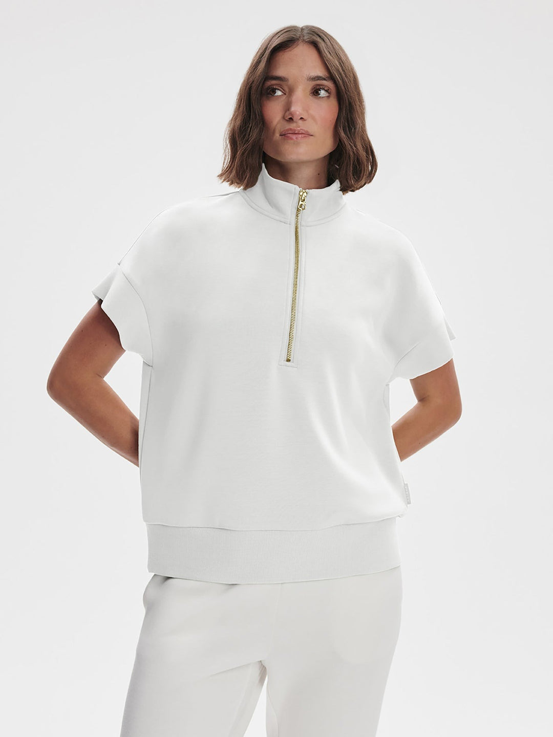 White - Ritchie Short Sleeve Sweat - GLAM MODA