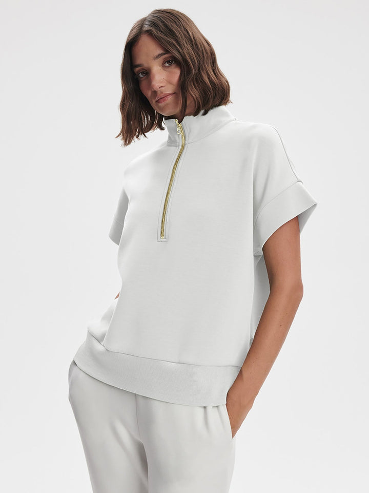 White - Ritchie Short Sleeve Sweat - GLAM MODA