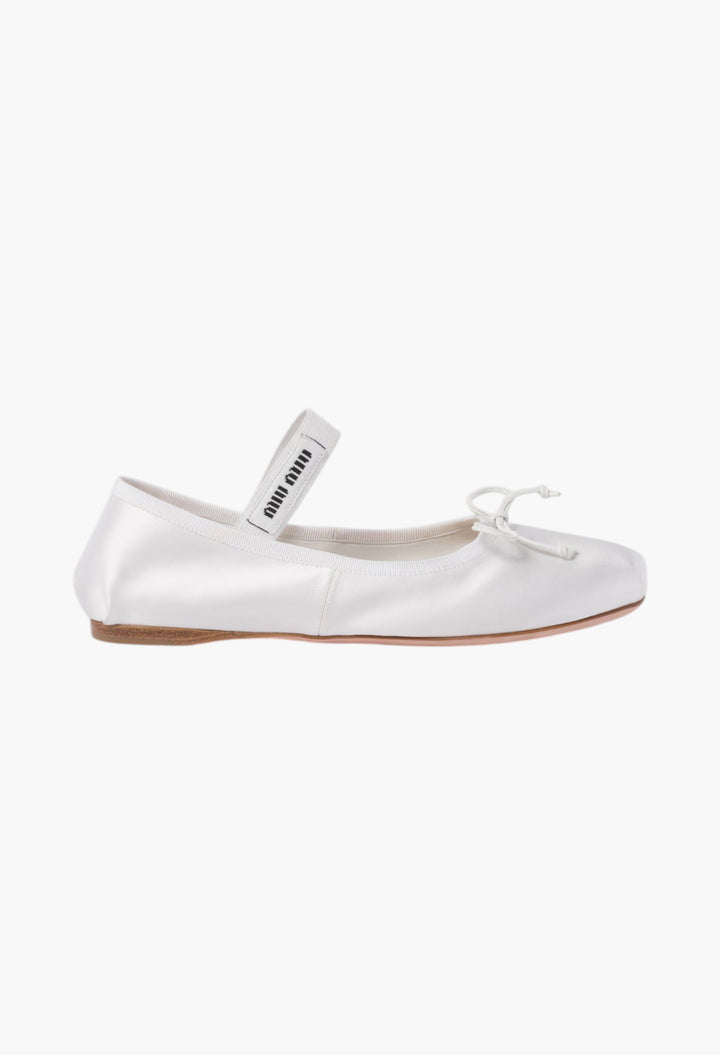 White - Satin Ballerinas - GLAM MODA