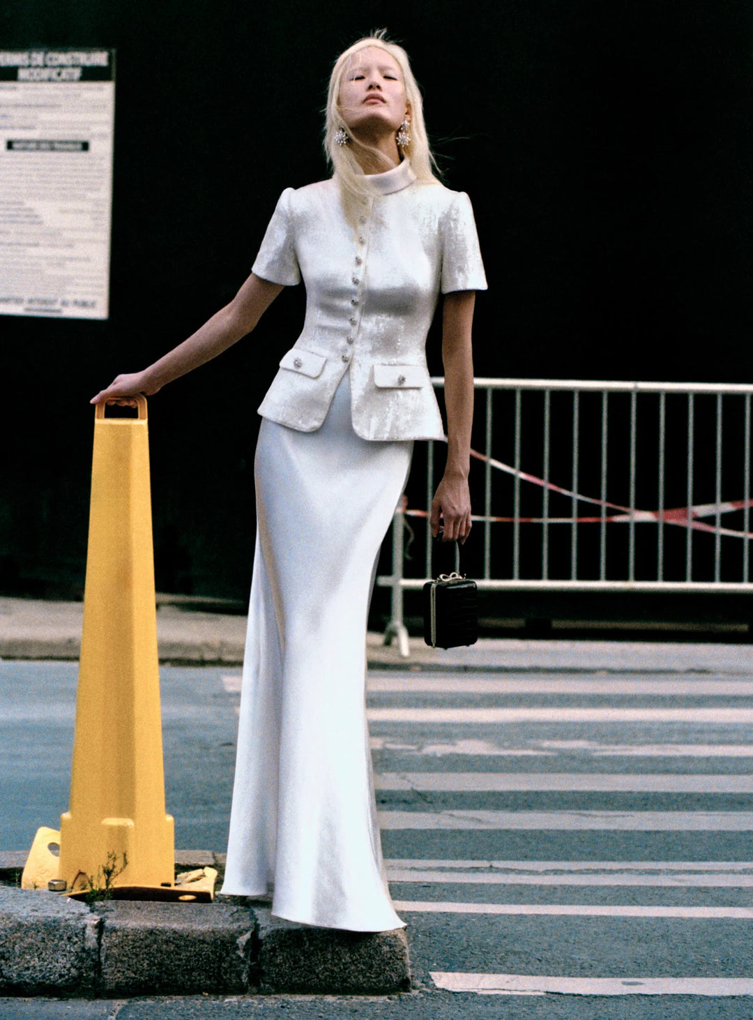 White Sequin Tailored Maxi Dress - GLAM MODA