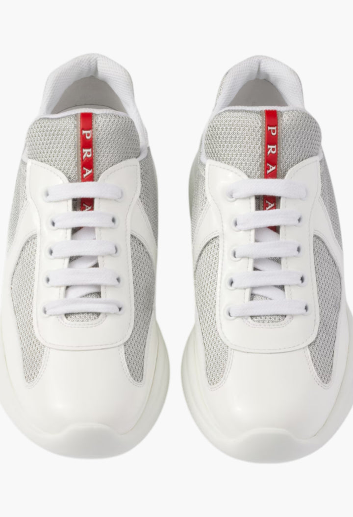 White/Silver - Prada America's Cup Biker Fabric Sneakers - GLAM MODA