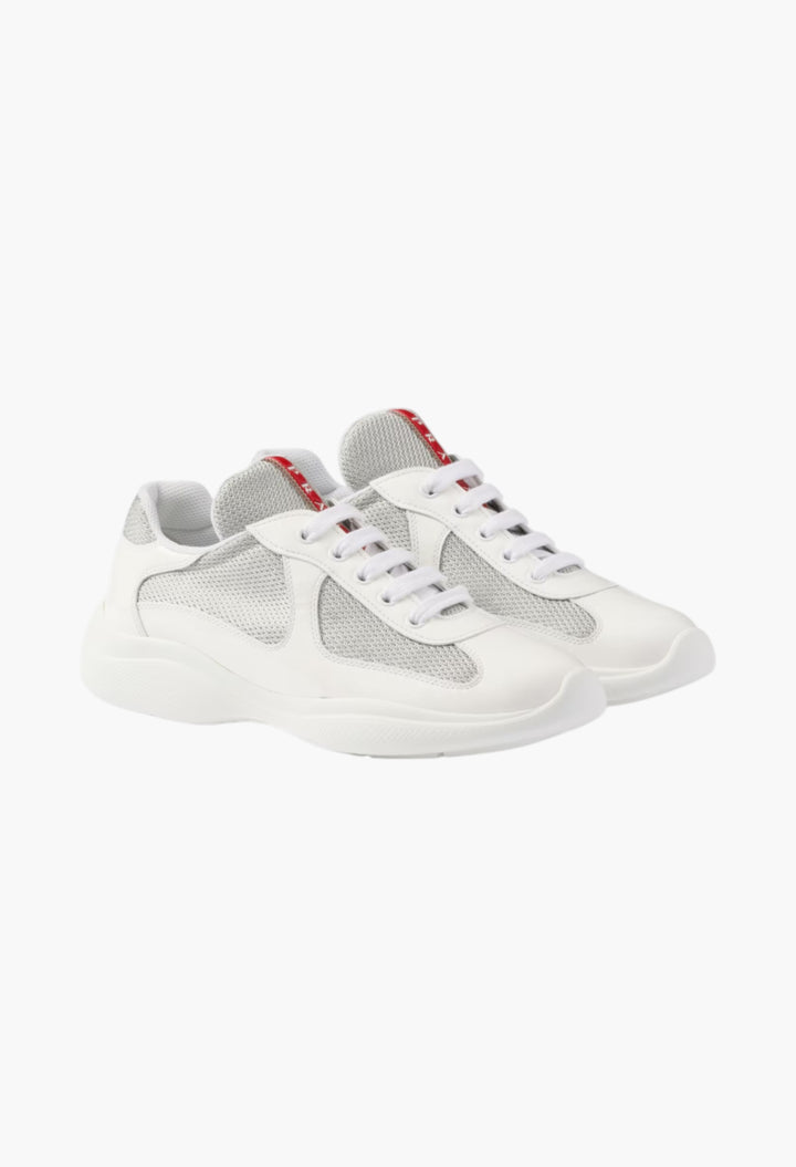 White/Silver - Prada America's Cup Biker Fabric Sneakers - GLAM MODA