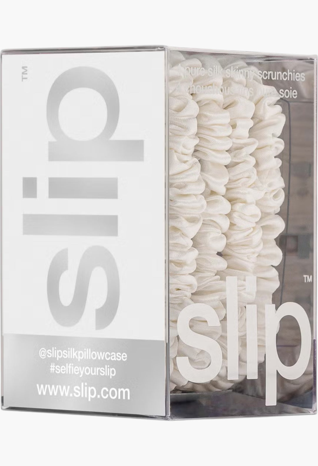 White - Slip Pure Silk Skinny Scrunchies - GLAM MODA