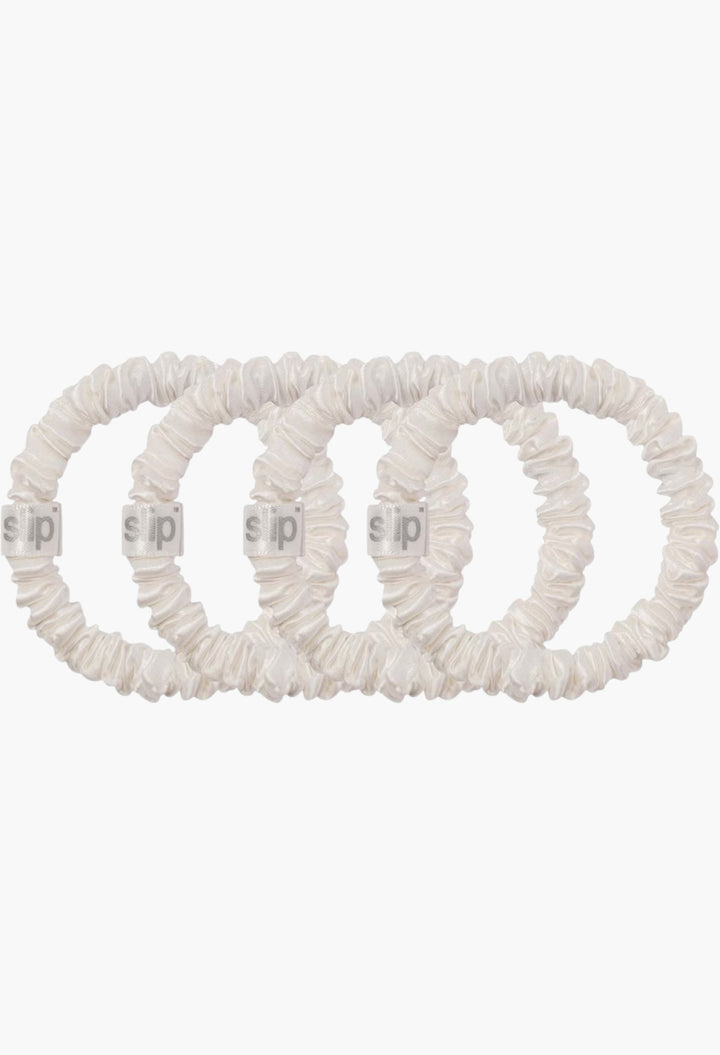 White - Slip Pure Silk Skinny Scrunchies - GLAM MODA