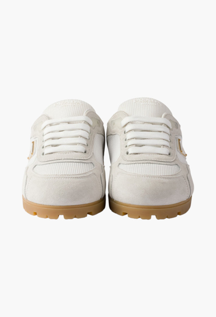 White - Trail Mesh Fabric And Suede Mules - GLAM MODA