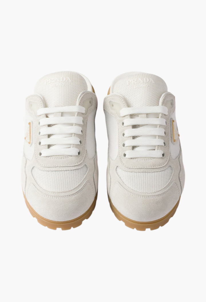 White - Trail Mesh Fabric And Suede Mules - GLAM MODA