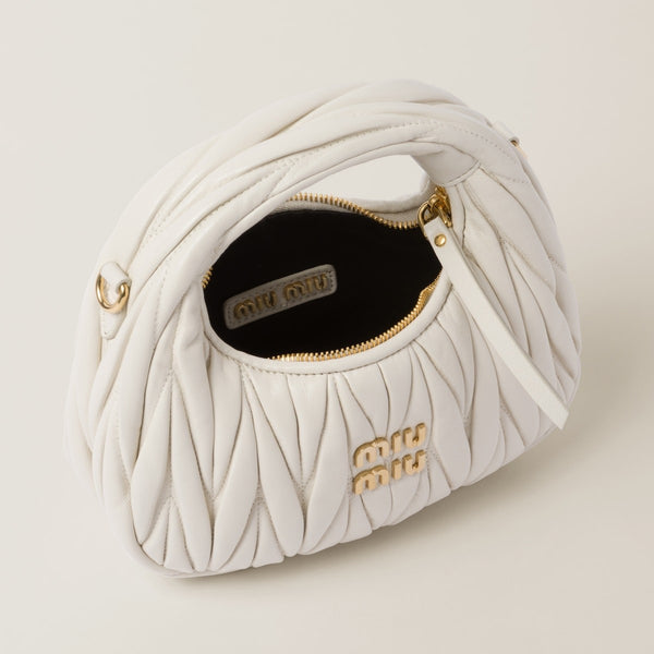 White - Wander Matelassé Nappa Leather Hobo Mini-Bag