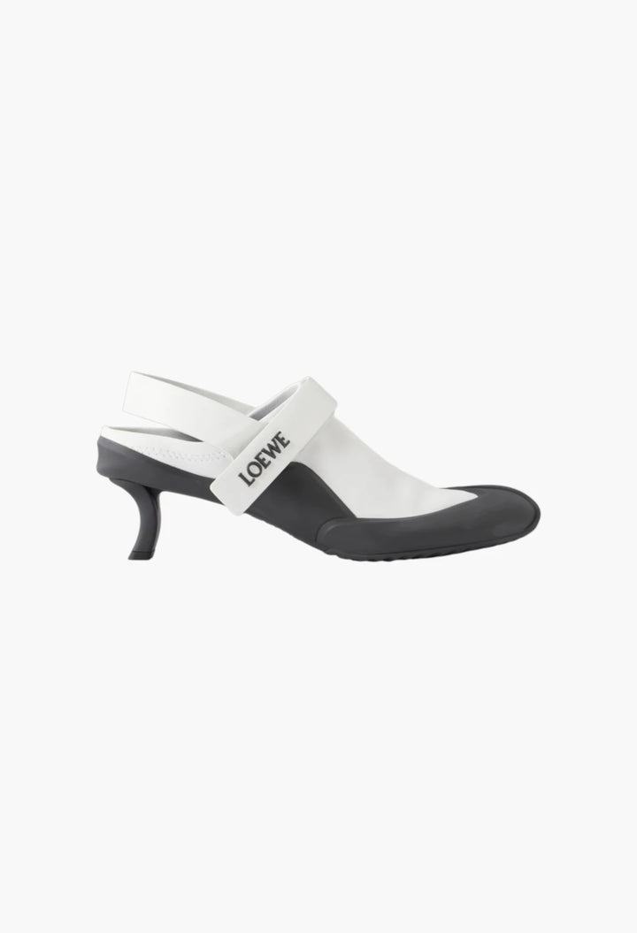 Dive 45 logo-detailed rubber-trimmed leather slingback pumps