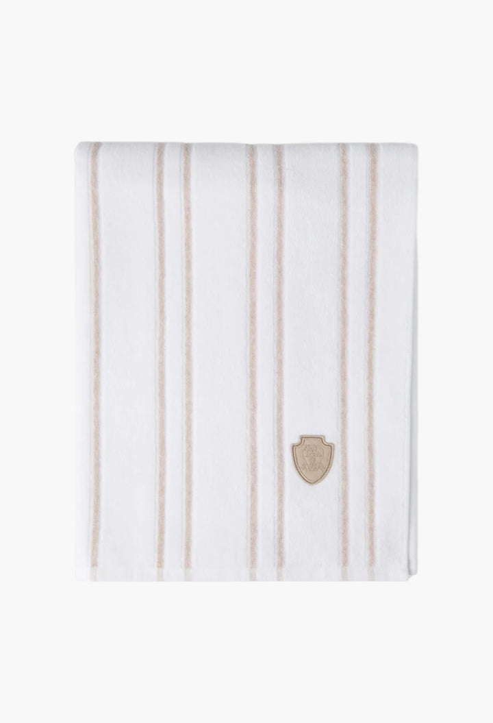 Striped Cotton Terrycloth Towel With Logo - GLAM MODA
