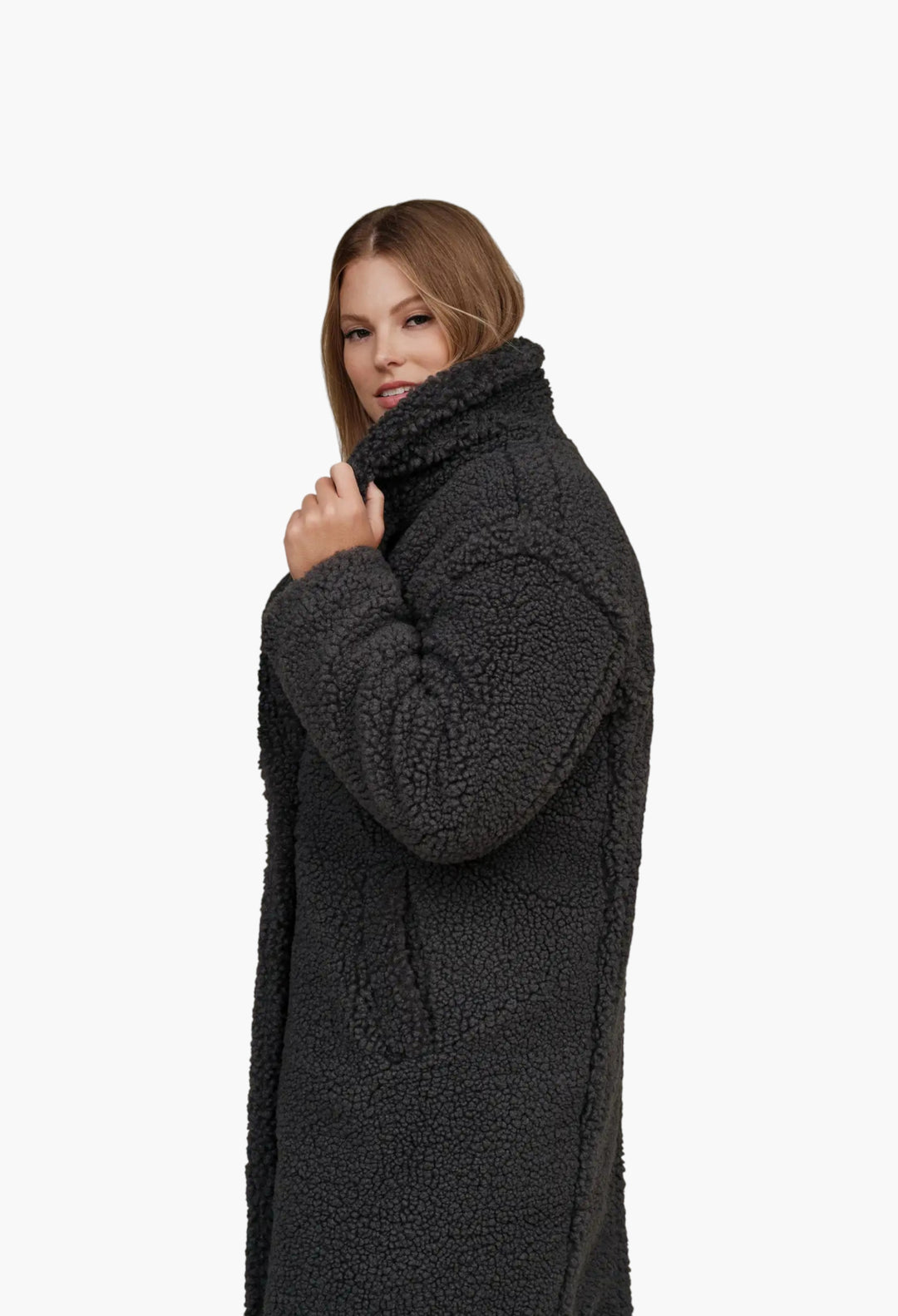 Women's Gertrude Long Teddy Coat - GLAM MODA