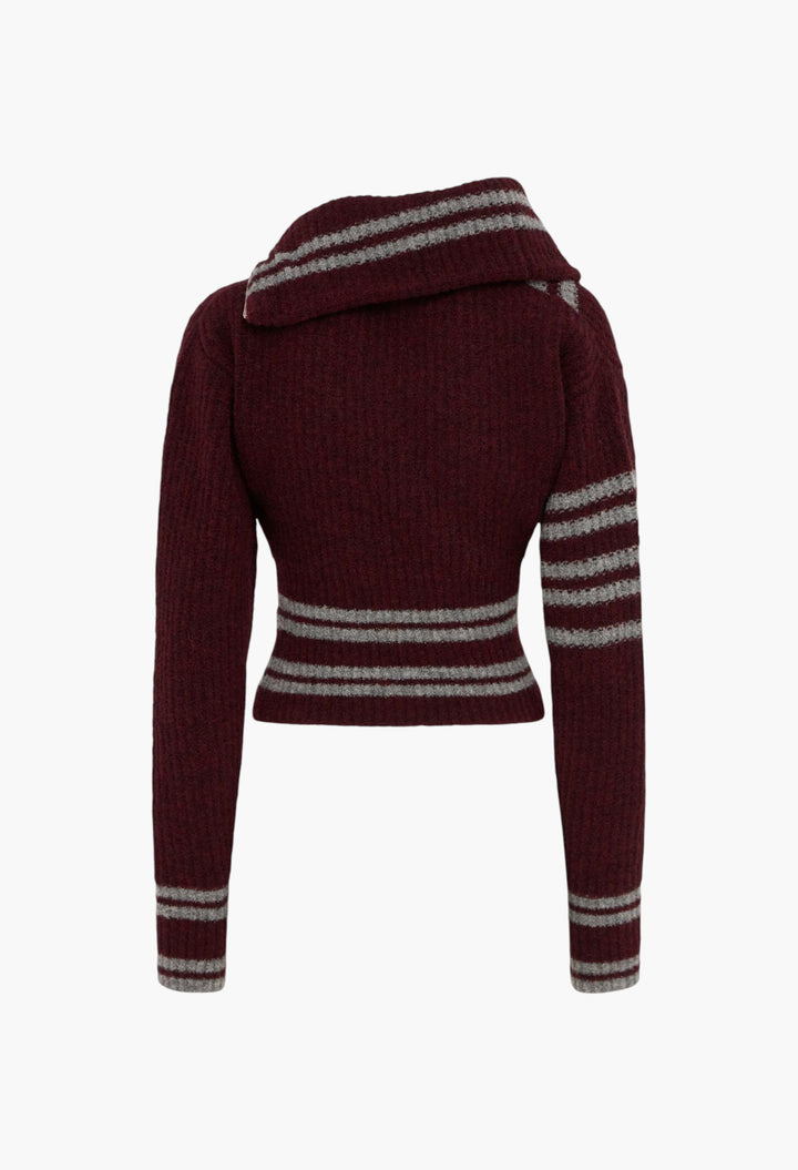 Wool Blend Jacquard Cardigan - GLAM MODA