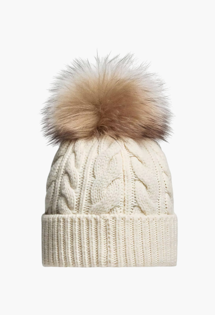 Wool & Cashmere Beanie With Pom Pom - GLAM MODA