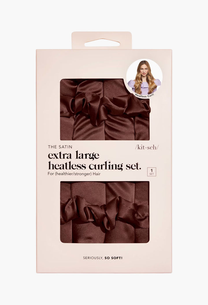 XL Satin Heatless Curling Set - Chocolate - GLAM MODA