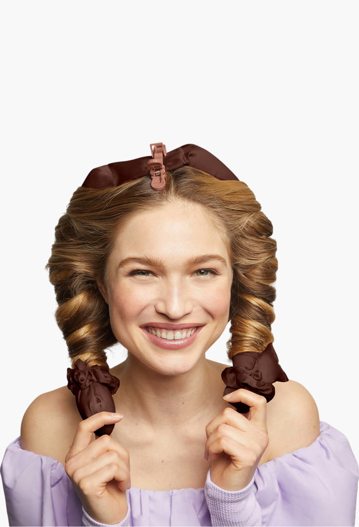 XL Satin Heatless Curling Set - Chocolate - GLAM MODA