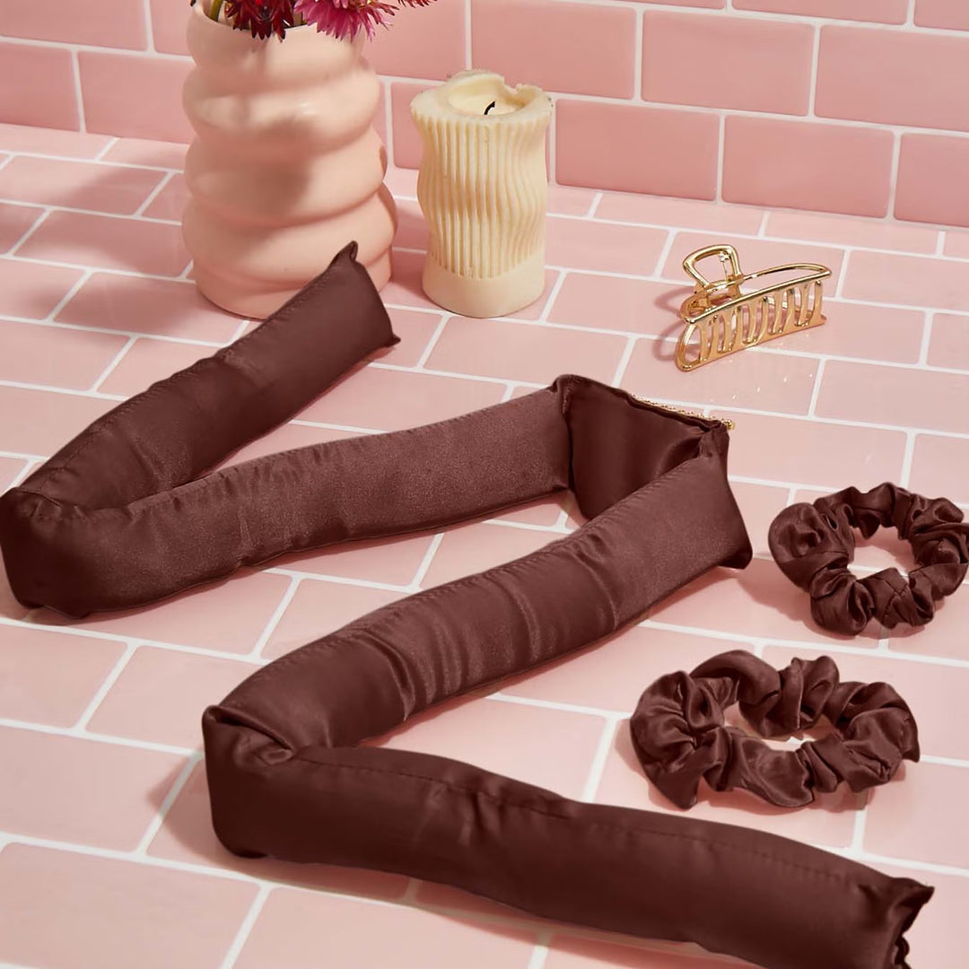 XL Satin Heatless Curling Set - Chocolate - GLAM MODA