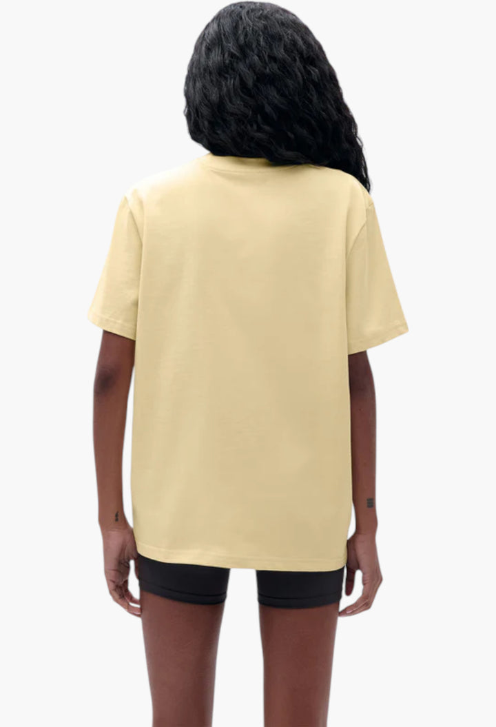 Yellow/Marshmallow White - Varsity Short Sleeve Oversized T-shirt - GLAM MODA