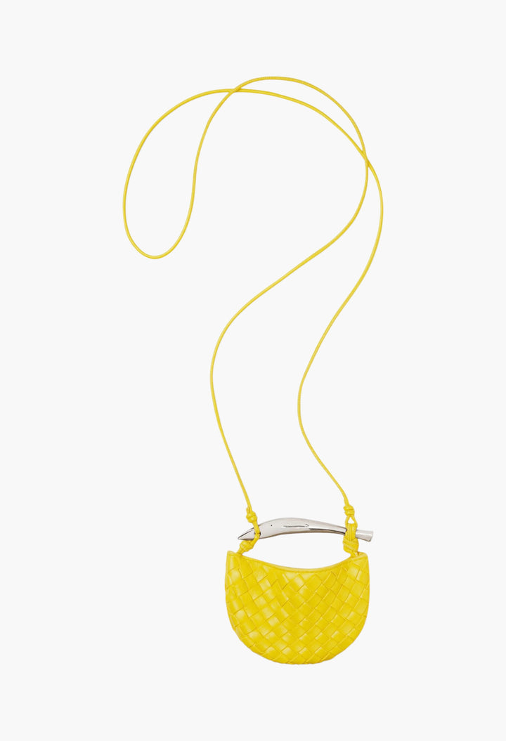 Yellow - Miniature Sardine Bag Charm in Intrecciato Leather - GLAM MODA