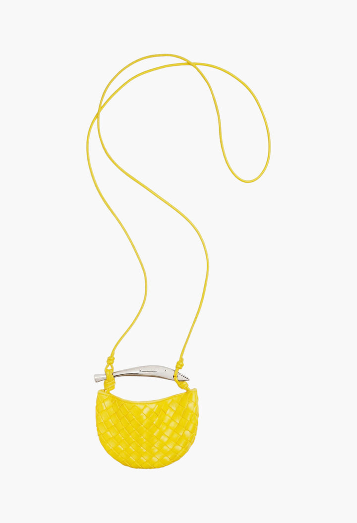 Yellow - Miniature Sardine Bag Charm in Intrecciato Leather - GLAM MODA