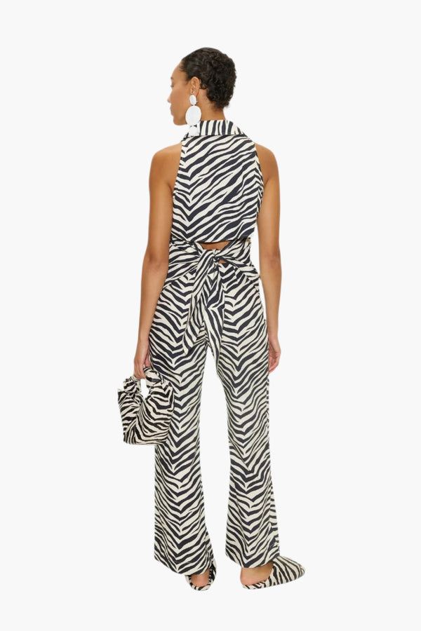 Zebra Print - Loch Sleeveless Poplin Button Up