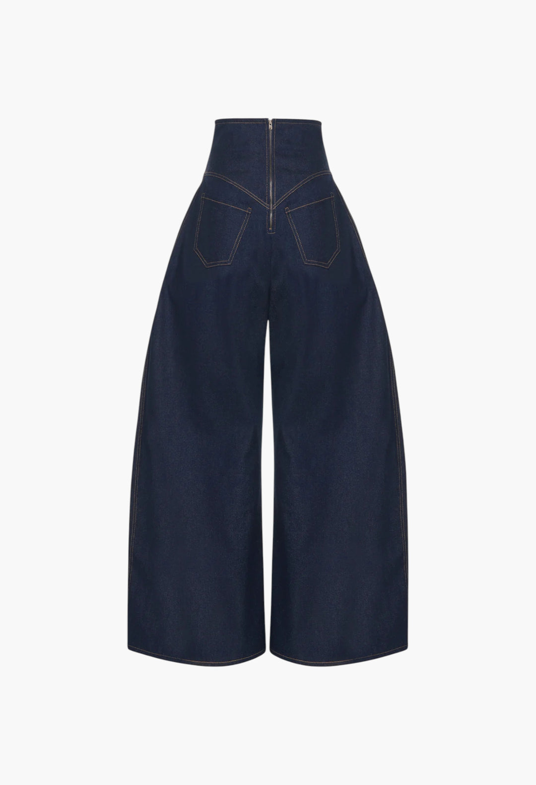 Rounded Back To Front Jeans Indigo Rinse Wash - GLAM MODA