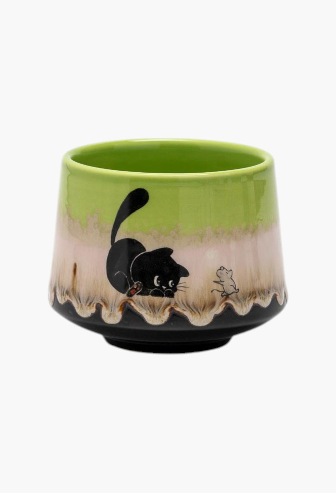 Hand-Painted Cat And Rat Ceramic Matcha Bowl Set With Bamboo Whisk And Chasen Holder Matcha Tea Ceremony Set - GLAM MODA
