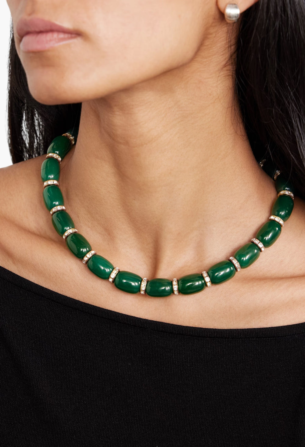 Donna Rhodium-Plated, Resin And Crystal Necklace - GLAM MODA