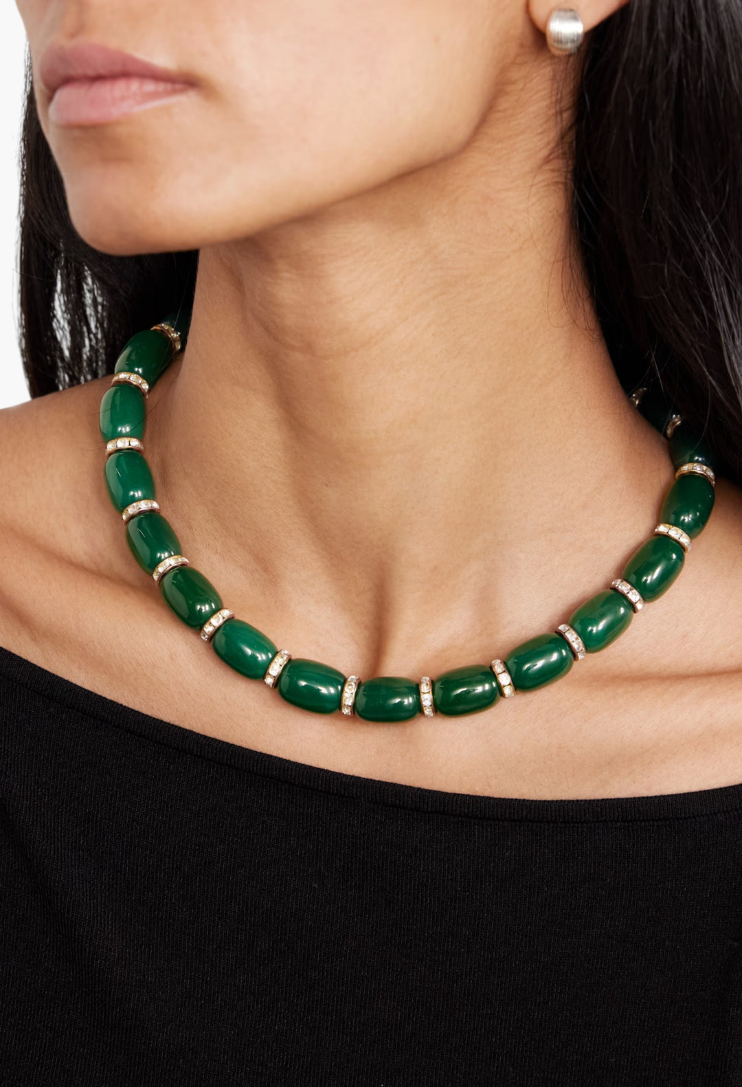 Donna Rhodium-Plated, Resin And Crystal Necklace - GLAM MODA