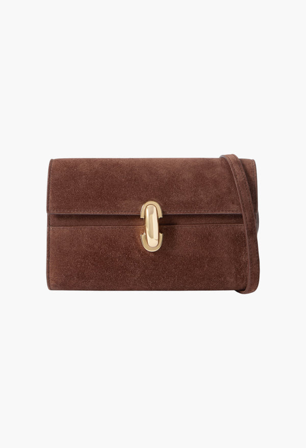 Chocolate - Symmetry 19 Suede Shoulder Bag