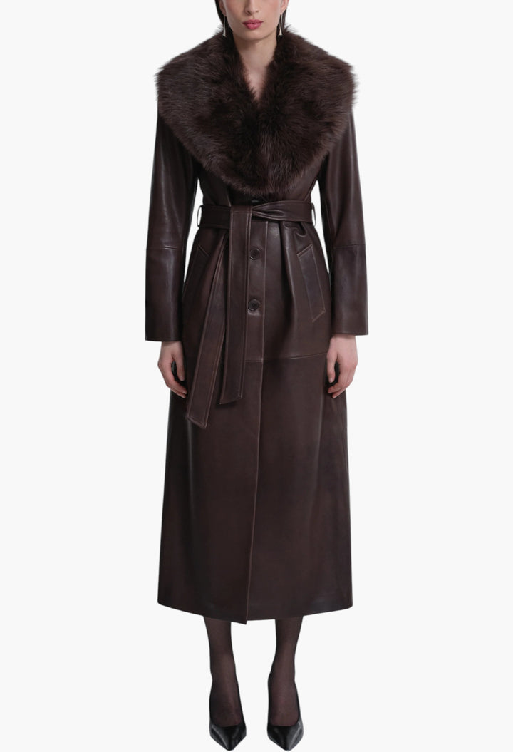 Dakota Glamorous Leather Coat - GLAM MODA