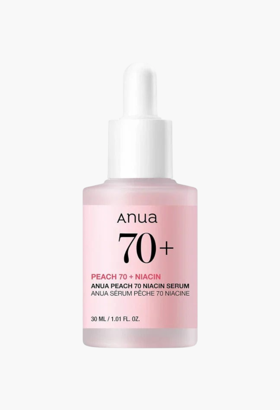 GLAM MODA Anua Peach 70% Niacinamide Serum in a 30ml glass bottle for brightening and hydrating skin care
