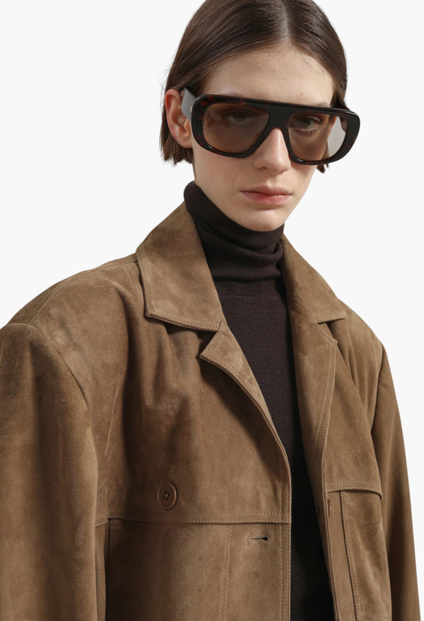 Hester Faux Suede Jacket - Camel