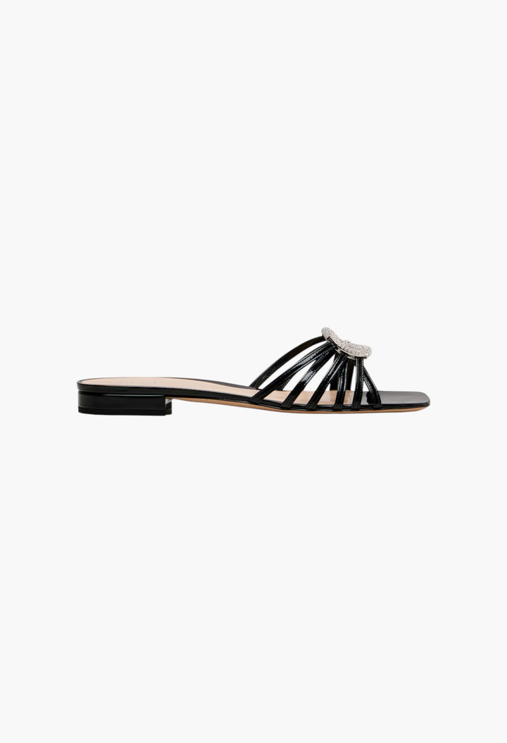 Alicia Interlocking G Patent Leather Mules - GLAM MODA