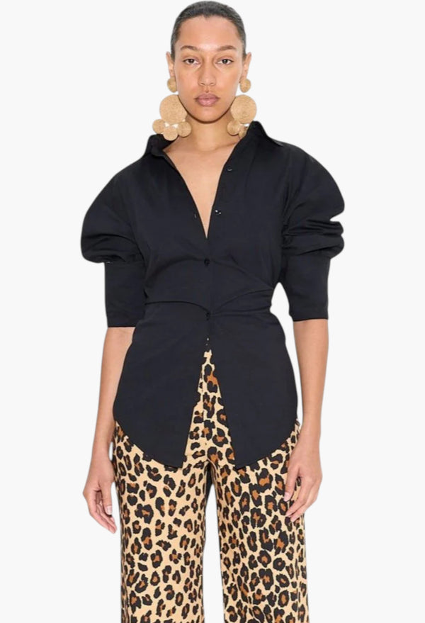 Loch Poplin Button Up - Black