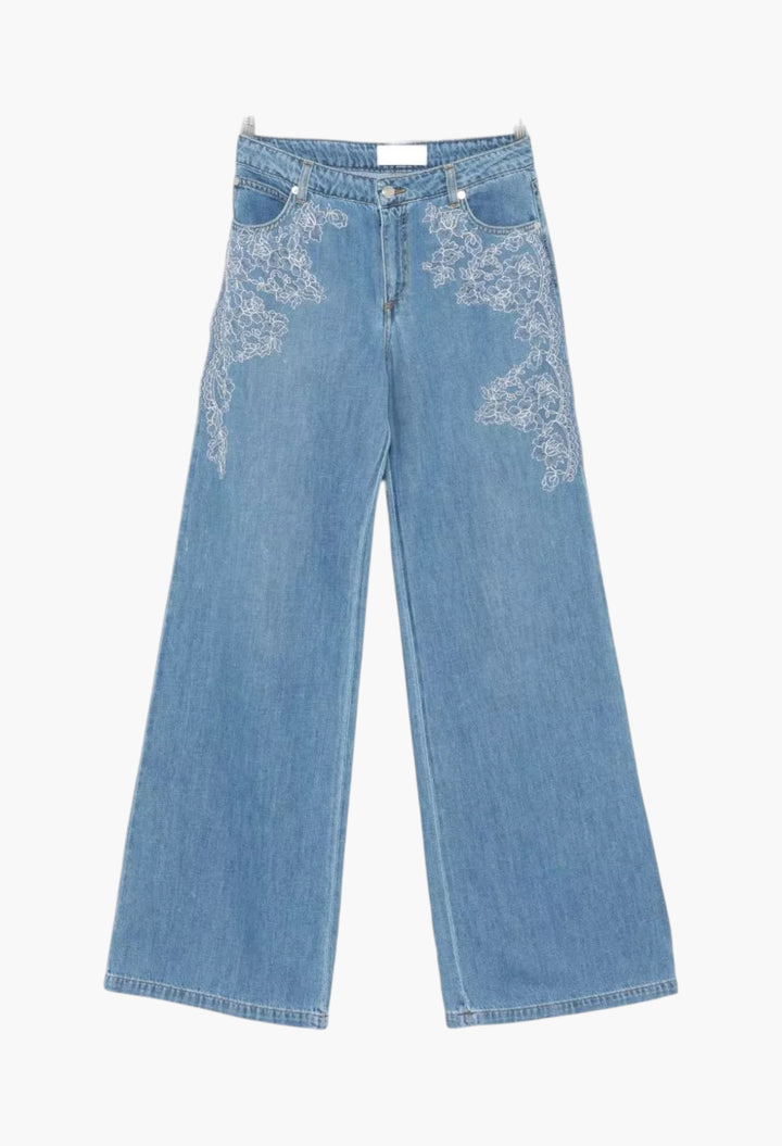 Embroidered Denim Jeans - GLAM MODA