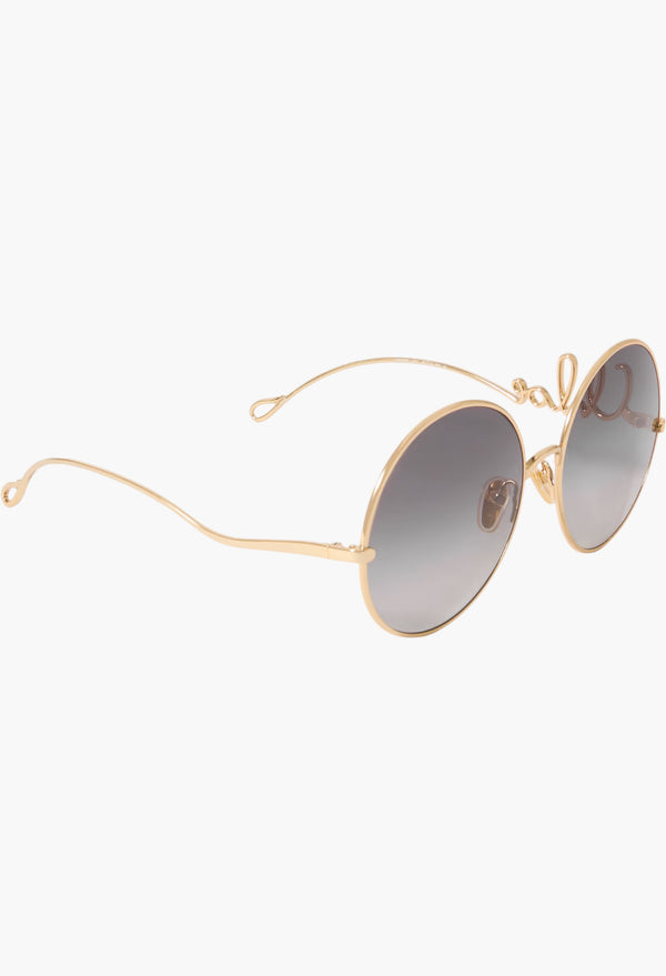 Iconic Round-Frame Gold-Tone Sunglasses
