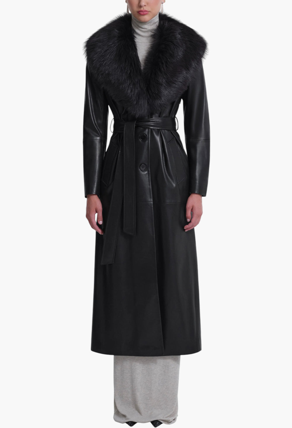 Dakota Glamorous Leather Coat - GLAM MODA