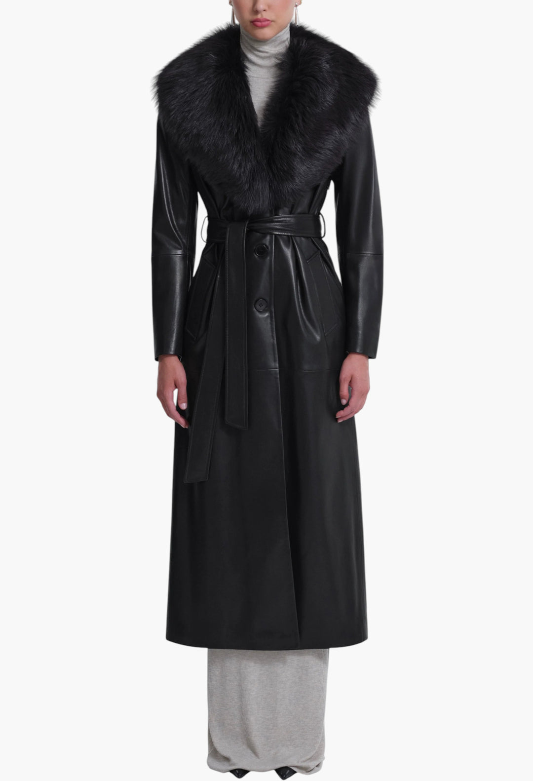 Dakota Glamorous Leather Coat - GLAM MODA