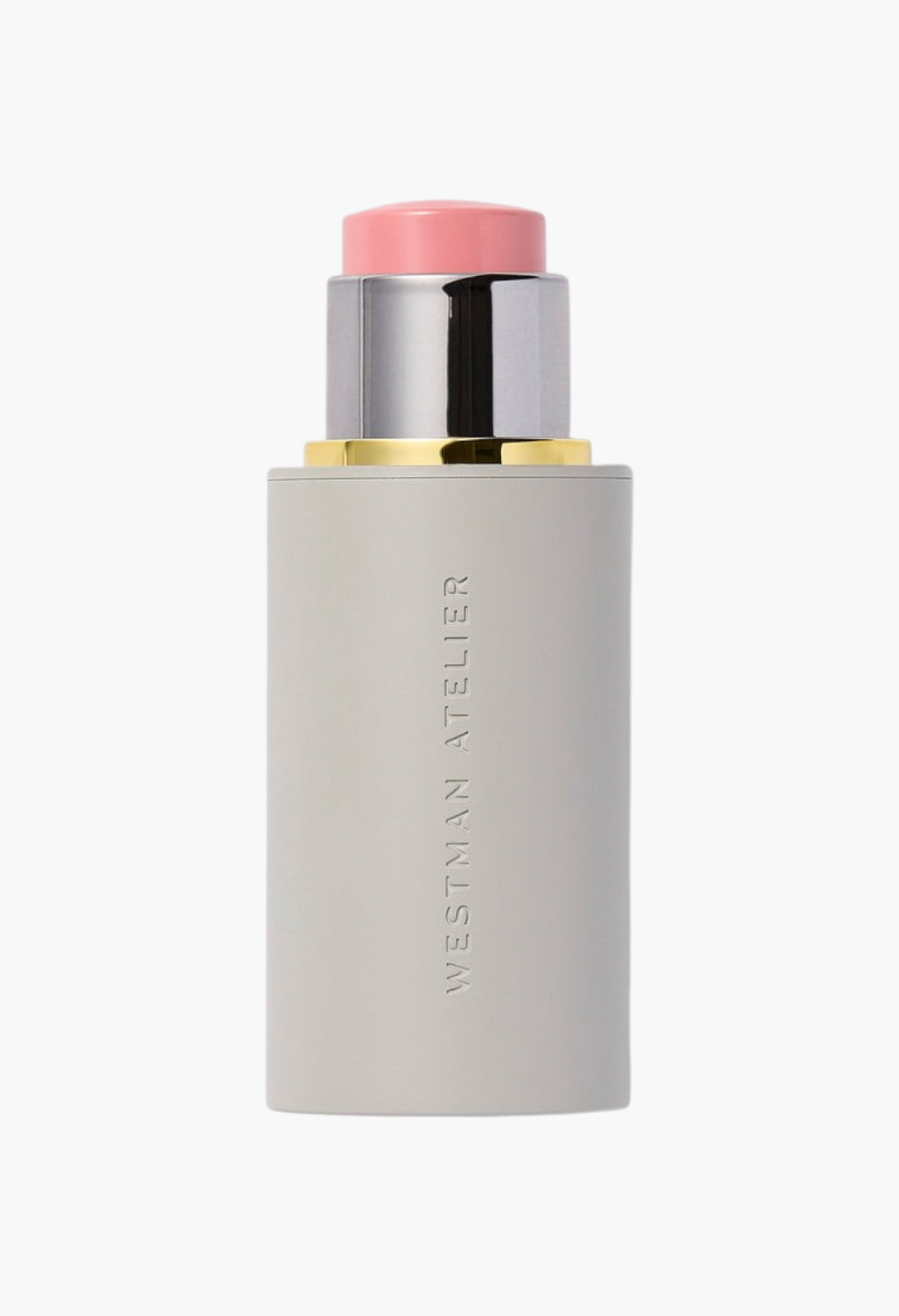 GLAM MODA Baby Cheeks Blush Stick in a creamy pink shade with a sleek grey twist-up applicator tube