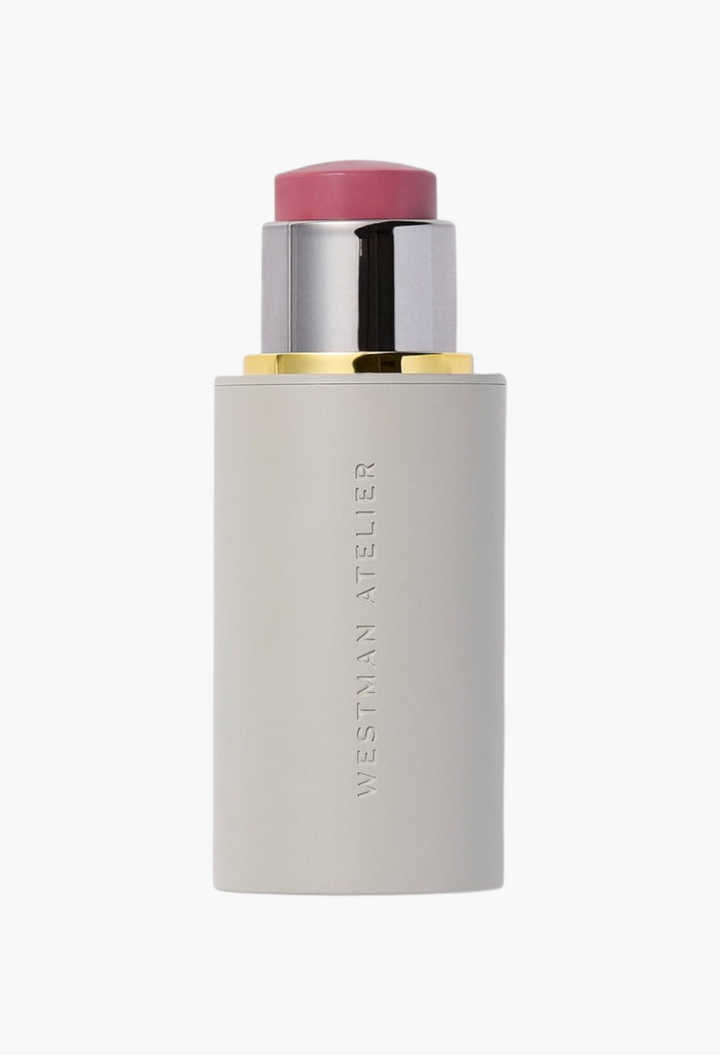 GLAM MODA Baby Cheeks Blush Stick in a creamy pink shade with a sleek grey twist-up applicator tube