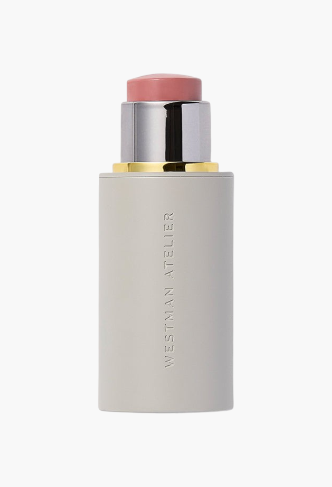 GLAM MODA Baby Cheeks Blush Stick in a soft pink shade with a sleek grey twist-up applicator tube