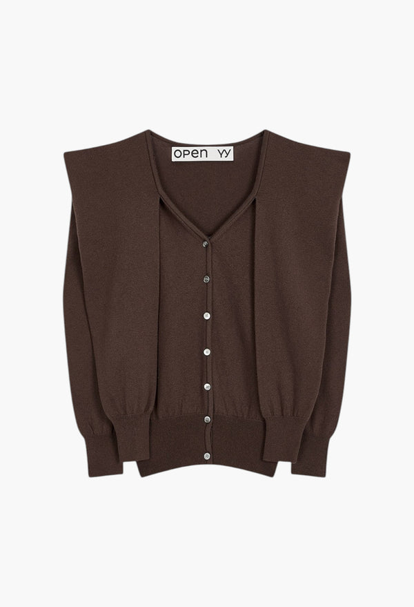 Sleeve Layered Cardigan, Brown
