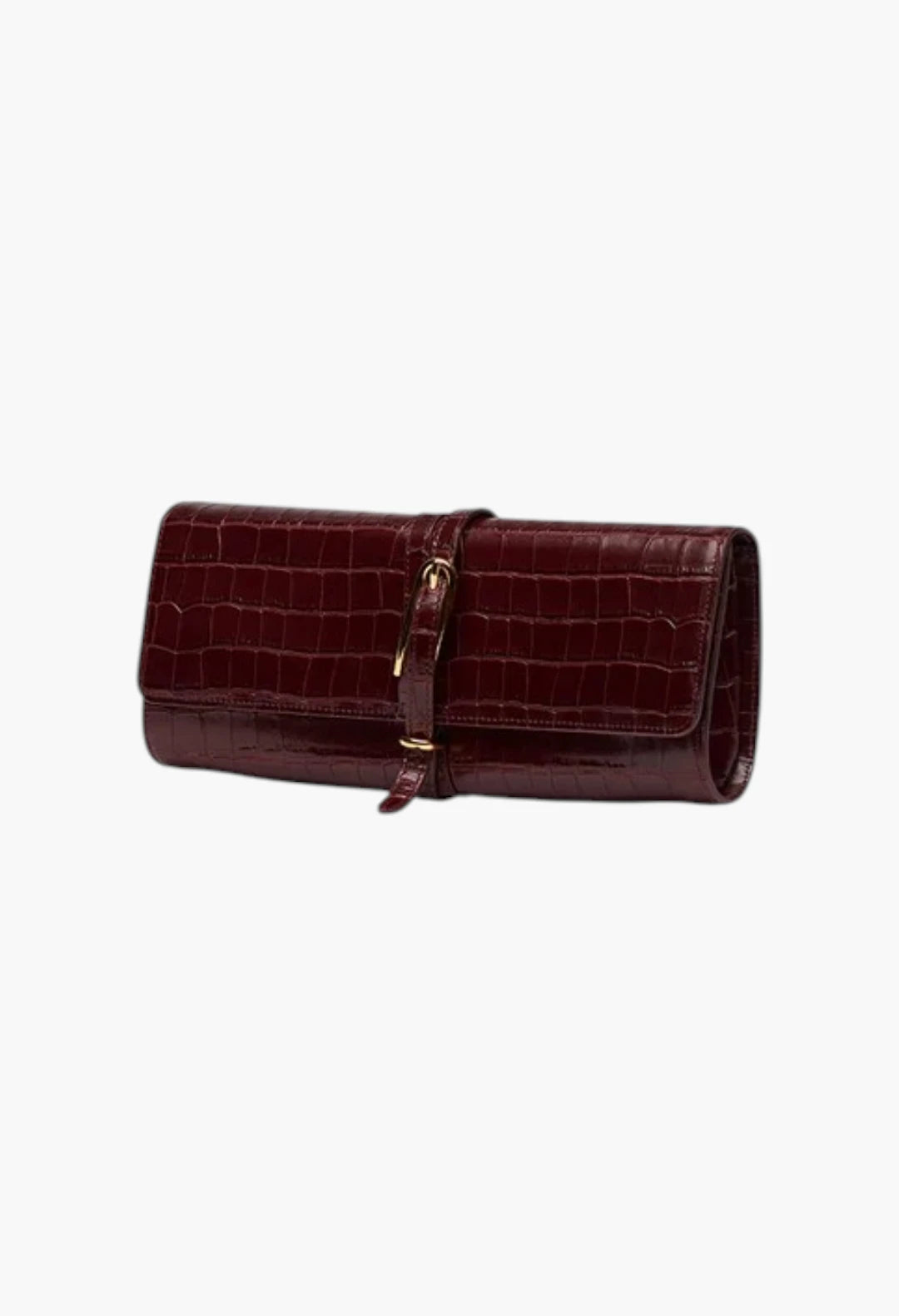 Belted Clutch Black Croc